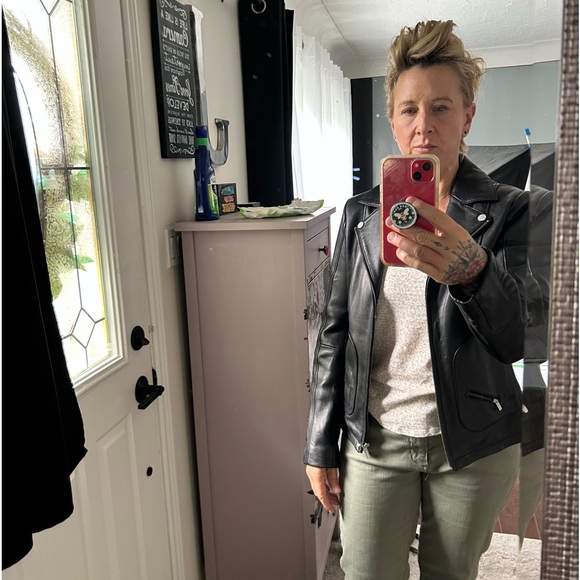 Calvin Klein Leather Moto Jacket - Picture 9 of 11